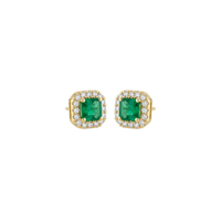 Emerald & Diamond Halo Studs