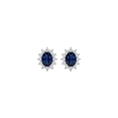 Oval Sapphire & Diamond Floral Cluster Halo Studs