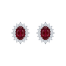 Oval Ruby & Diamond Cluster Studs