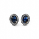 Oval Blue Sapphire & Diamond Halo Earrings