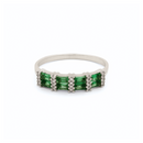 Double Ring – Baguette Emeralds & Round Diamonds