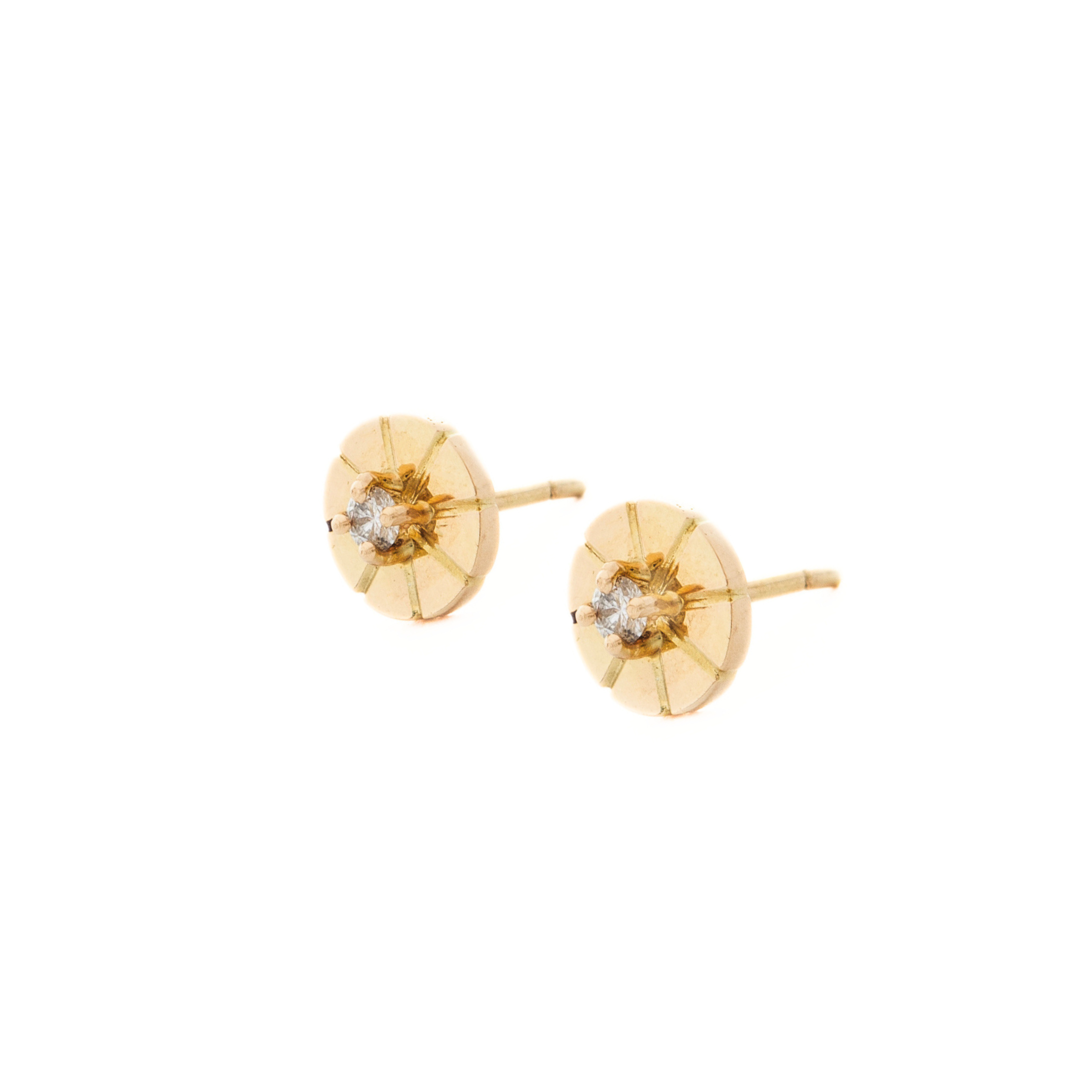 Textured Gold Studs – Diamonds