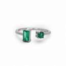 Baguette & Round Emerald Ring