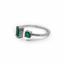 Baguette & Round Emerald Ring