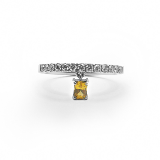 Diamond Band With Yellow Sapphire