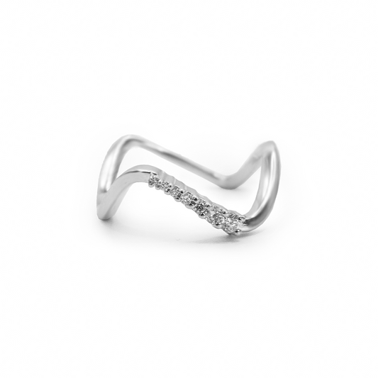 Irregular Petite V Diamond Ring