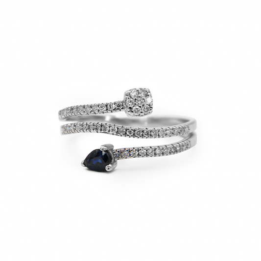 Twisted Diamond & Sapphire Ring