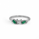 Marquise Leaf Ring – Diamonds & Emeralds