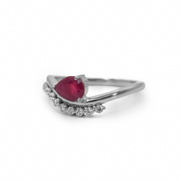 Ruby Teardrop & Diamond S-Curve Ring