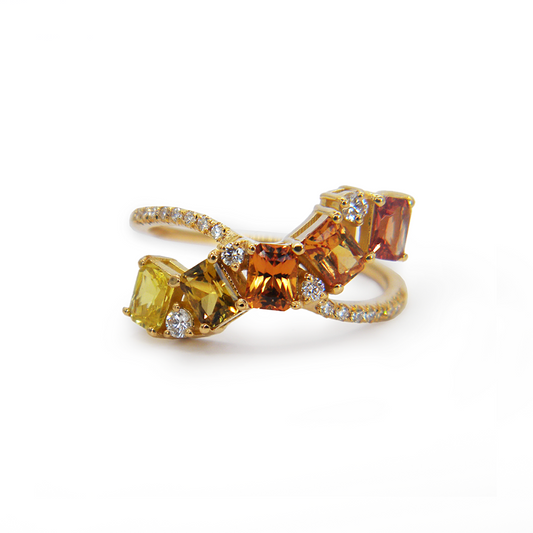 Yellow Sapphire Emerald-Cut & Diamond Ring