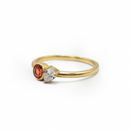 Round Orange Sapphire & Pear Diamond Ring
