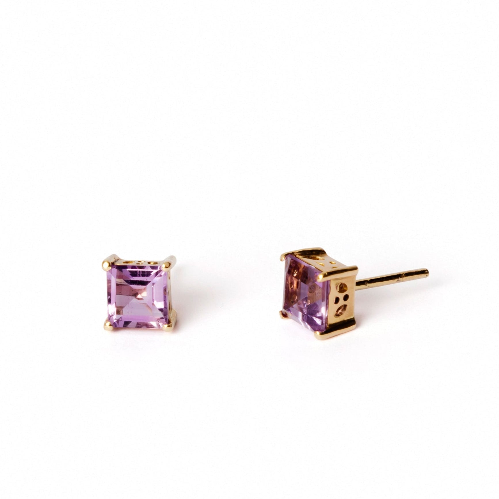 Crystalline Amethyst Gold Studs