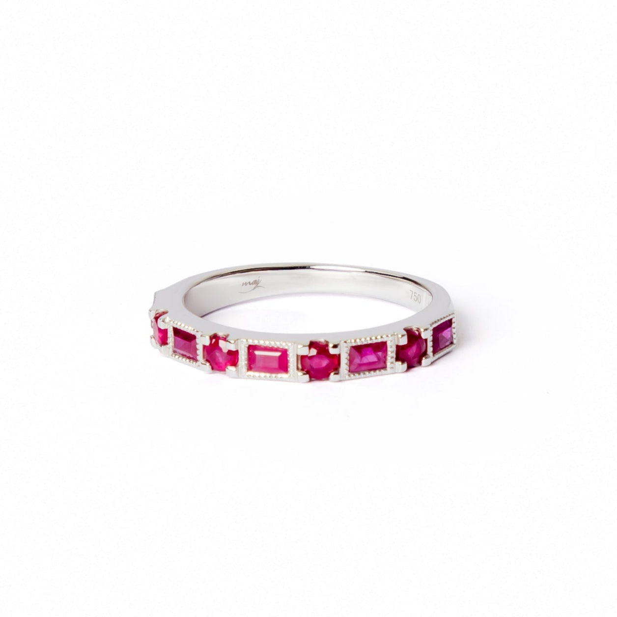 Baguette & Round Bold Band  – Rubies