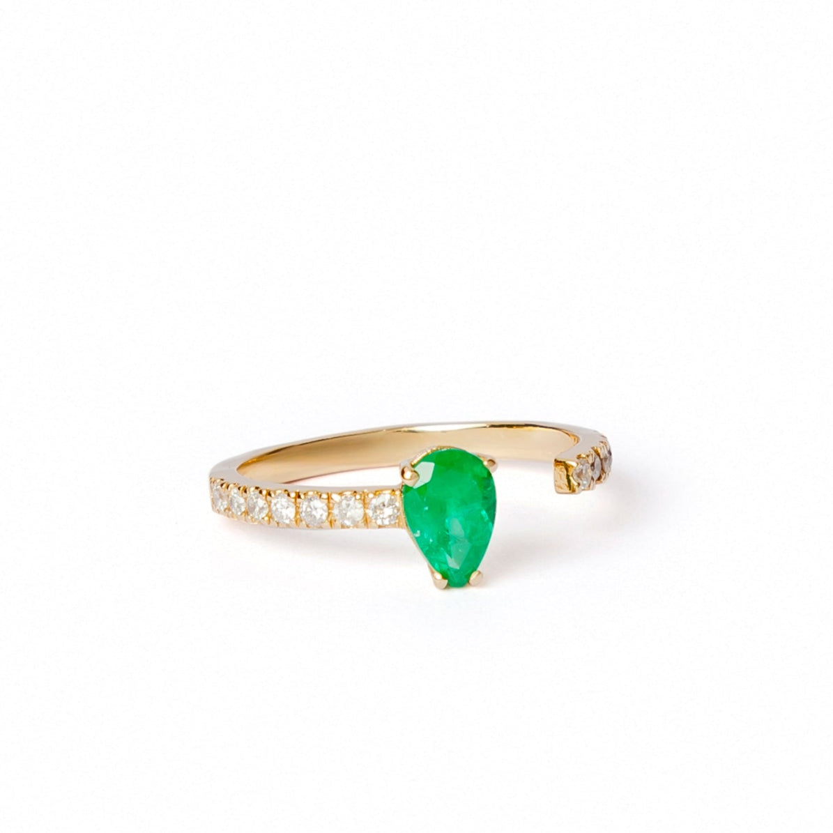 Emerald Teardrop Diamond Ring