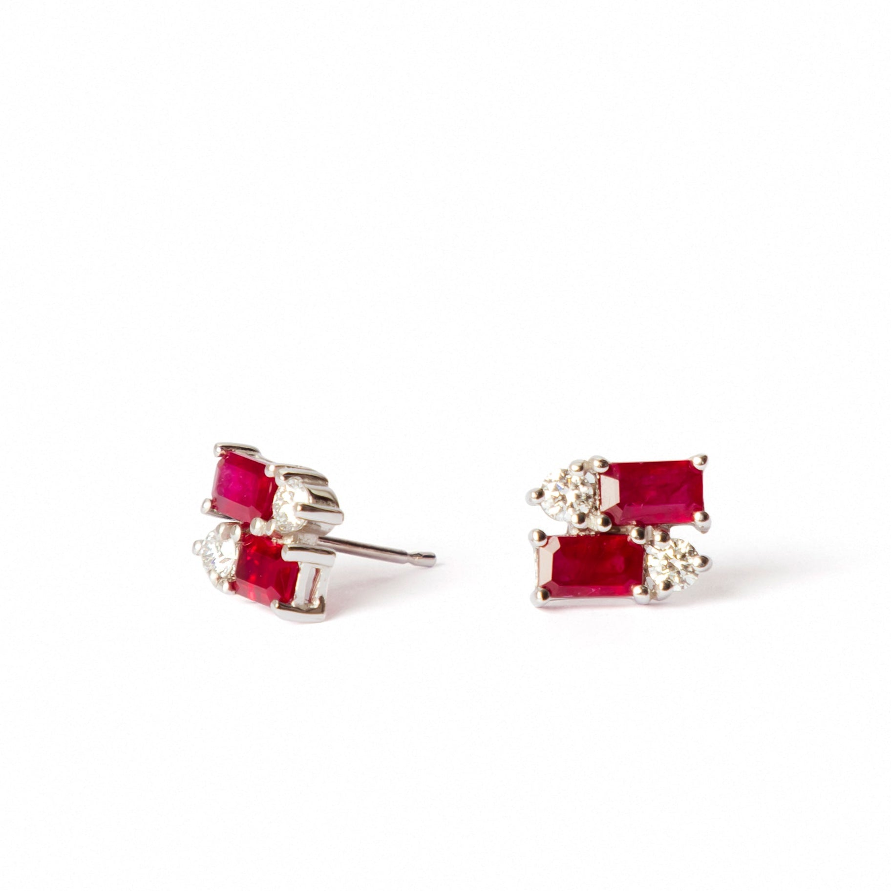Ruby & Diamond Baguette Earrings