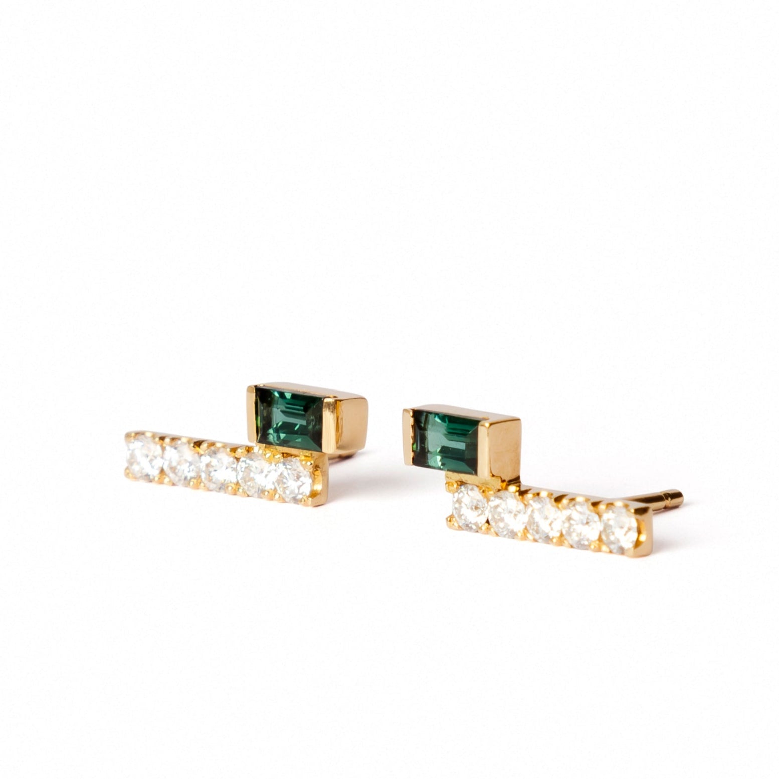 Moissanite & Tourmaline Drop Earrings