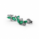 Emerald & Diamond Climber Earrings in White Gold