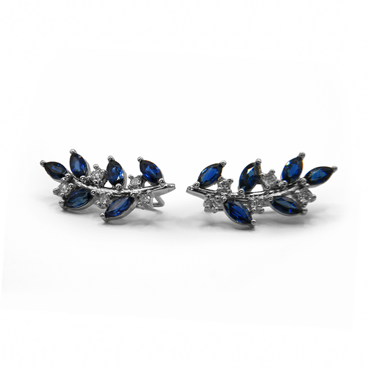 Climber Marquise Sapphires & Round Diamond Earrings