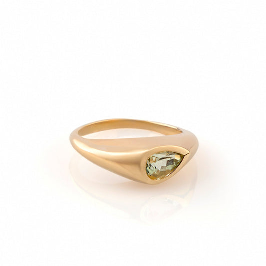 Chunky Teardrop Green Tourmaline Ring