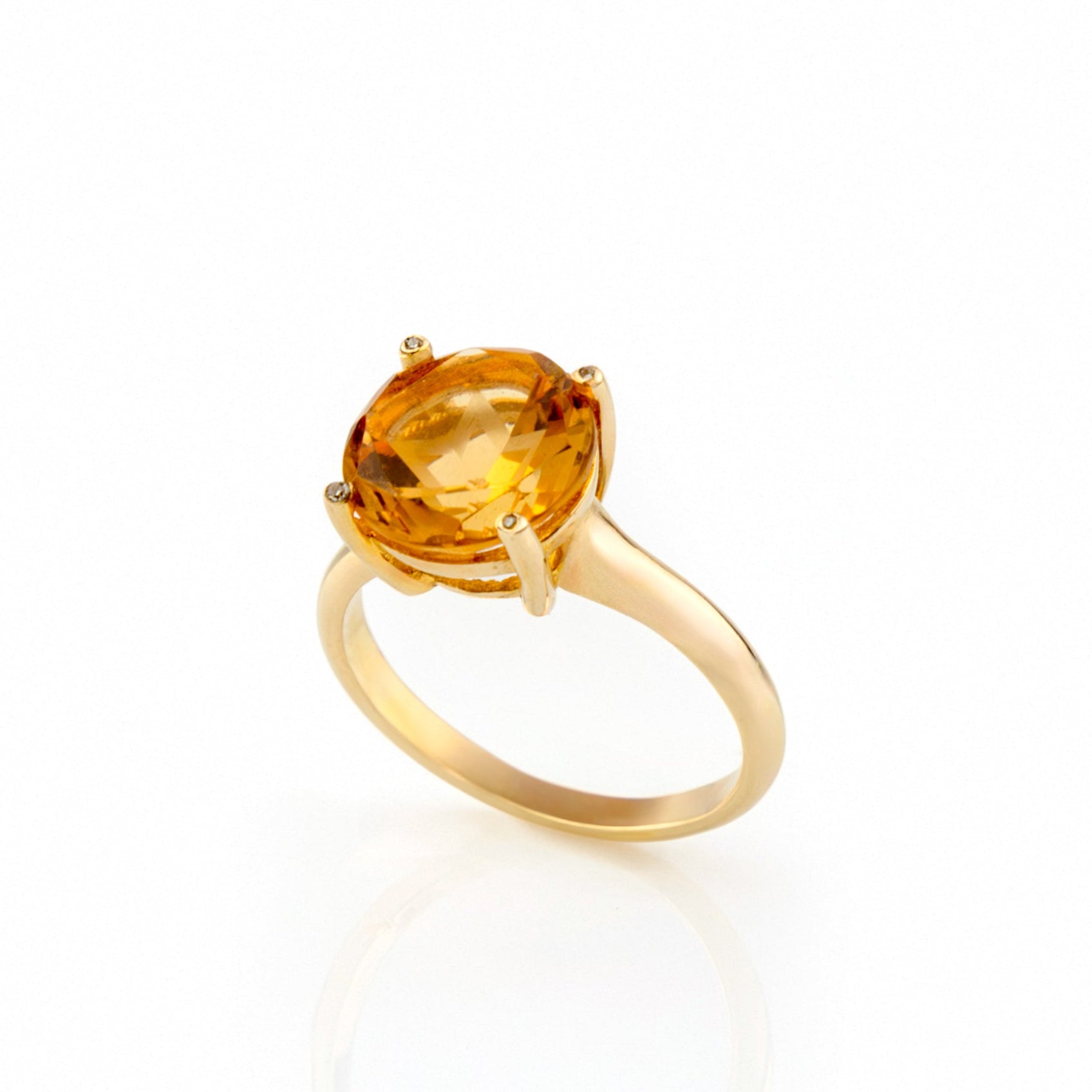 Citrine Ring with Moissanite Prongs