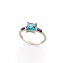 White Gold Topaz & Amethyst Ring