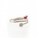 Diamond Spiral Ring with Ruby Teardrop