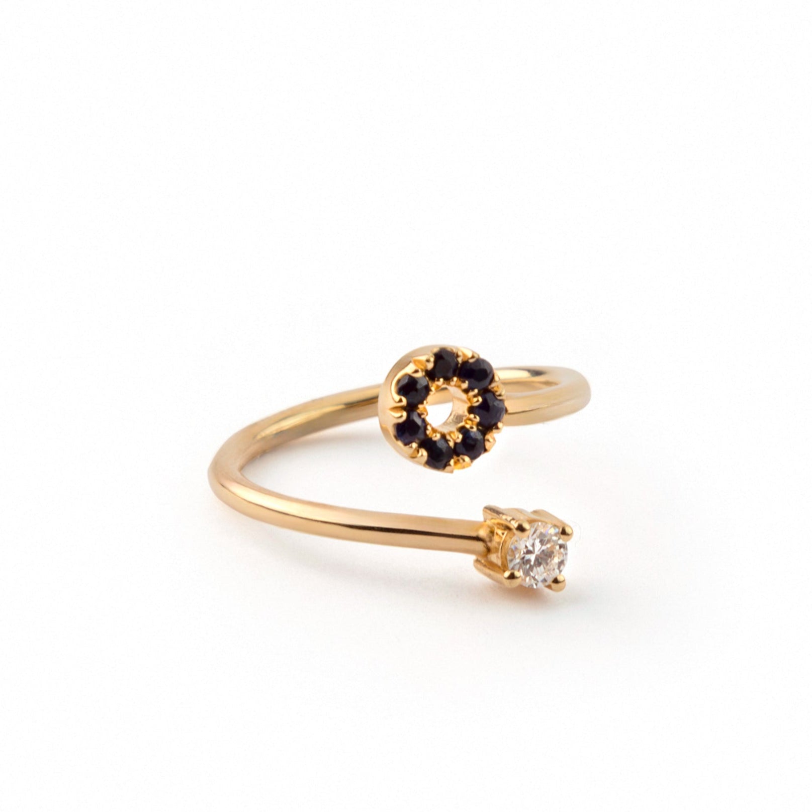 Spiral Ring – Open Frame with Sapphires & Diamond