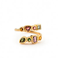 Spiral Rainbow Semiprecious Stones Ring
