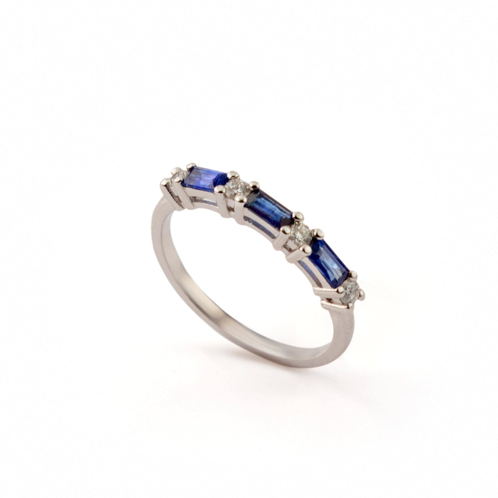 Sapphire & Diamond Baguette Ring