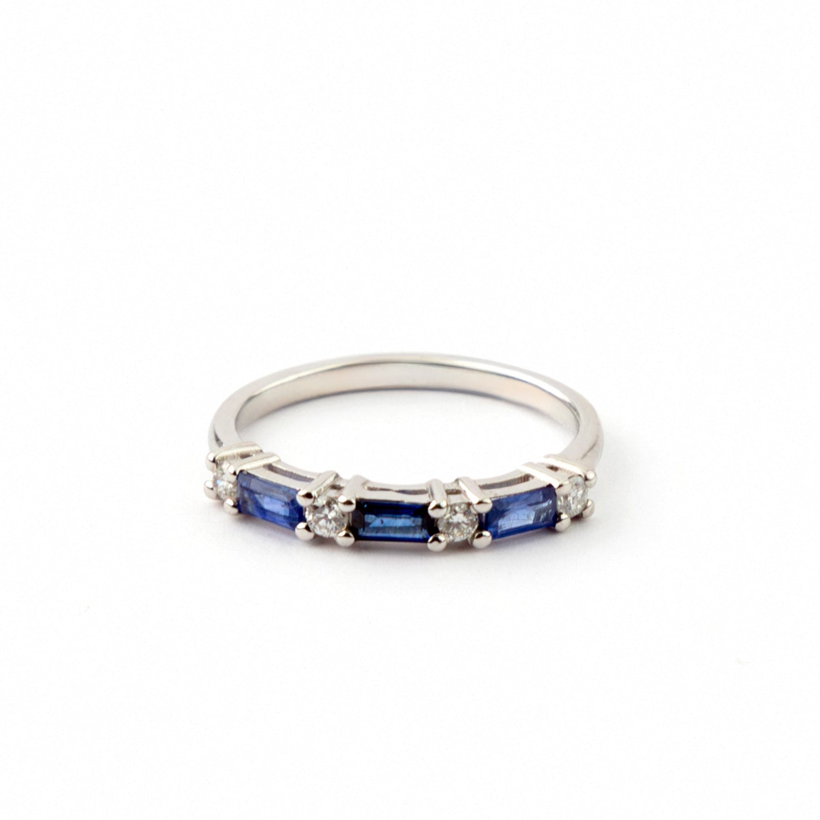 Sapphire & Diamond Baguette Ring