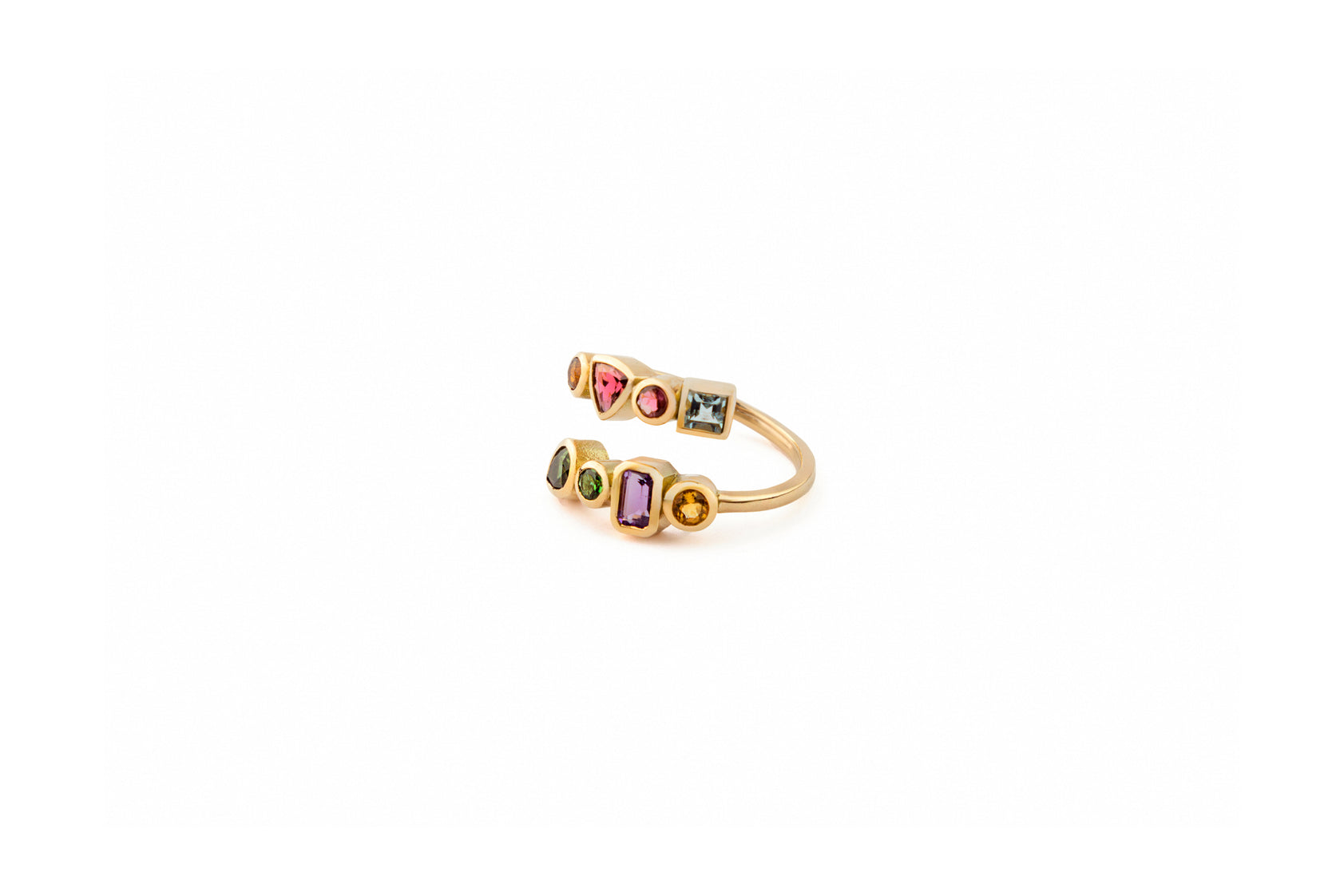 Spiral Rainbow Semiprecious Stones Ring