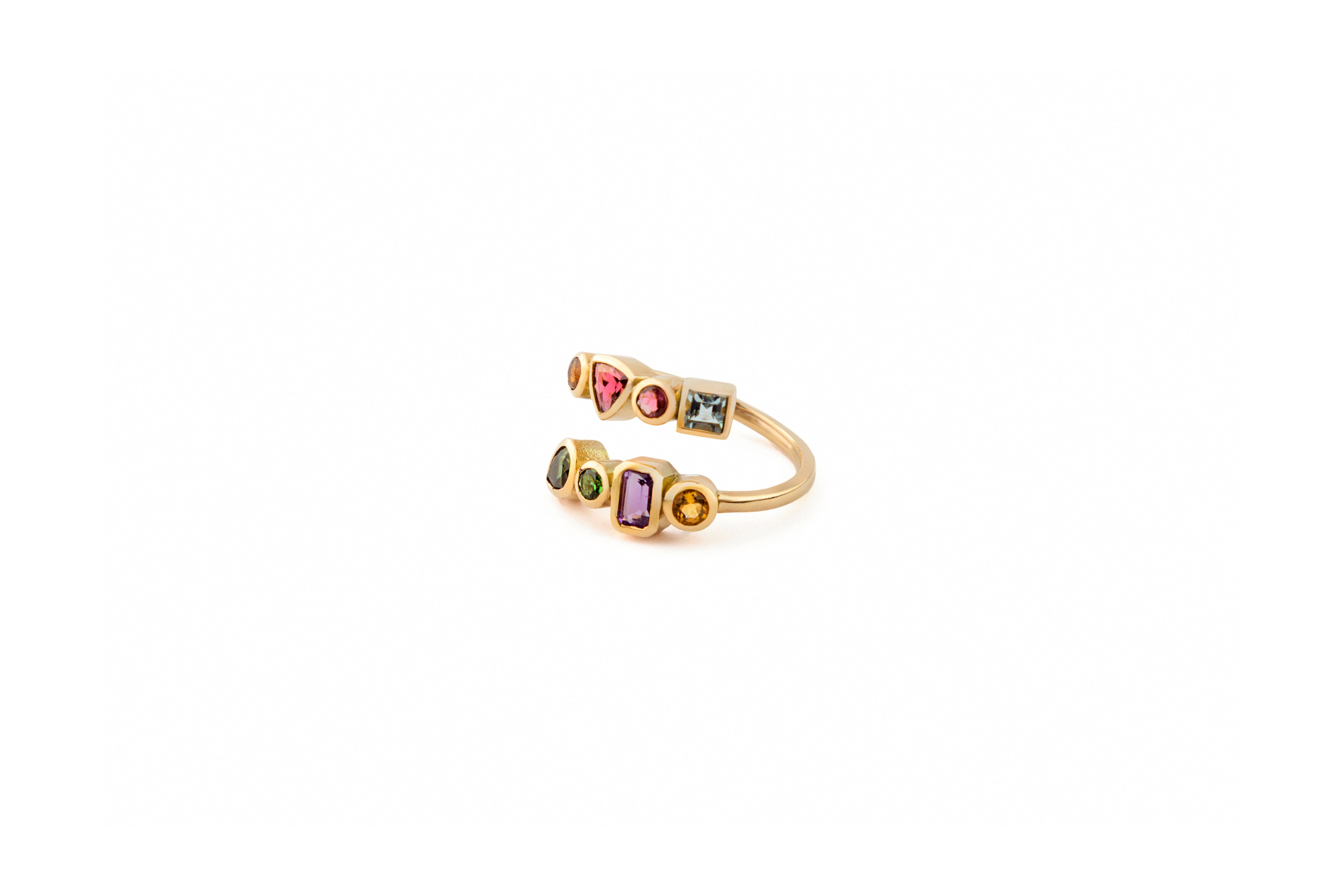 Spiral Rainbow Semiprecious Stones Ring