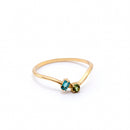 Curved Stackable Ring with Round Green and Baguette Blue Tourmaline