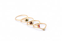 Curved Stackable Ring with Baguette Pink Tourmaline