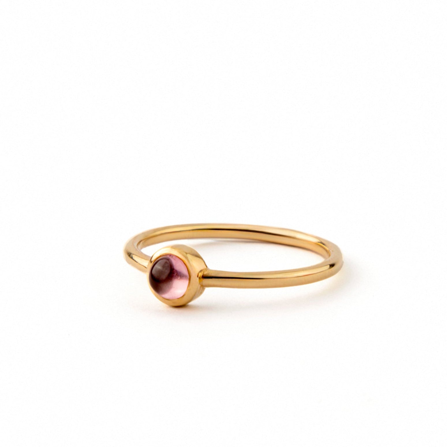Mini Cabochon Rose Tourmaline Ring