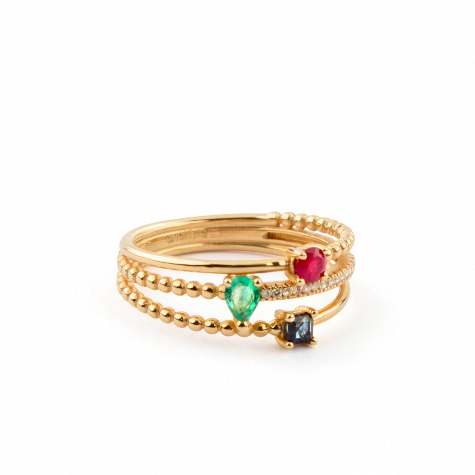 Emerald, Ruby & Sapphire Trilogy Ring