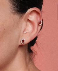 Oval Ruby & Diamond Cluster Studs