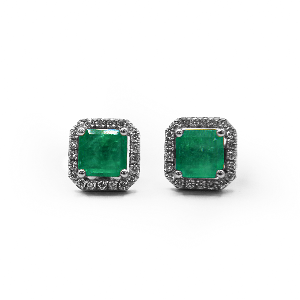 Emerald Aura Diamond Studs