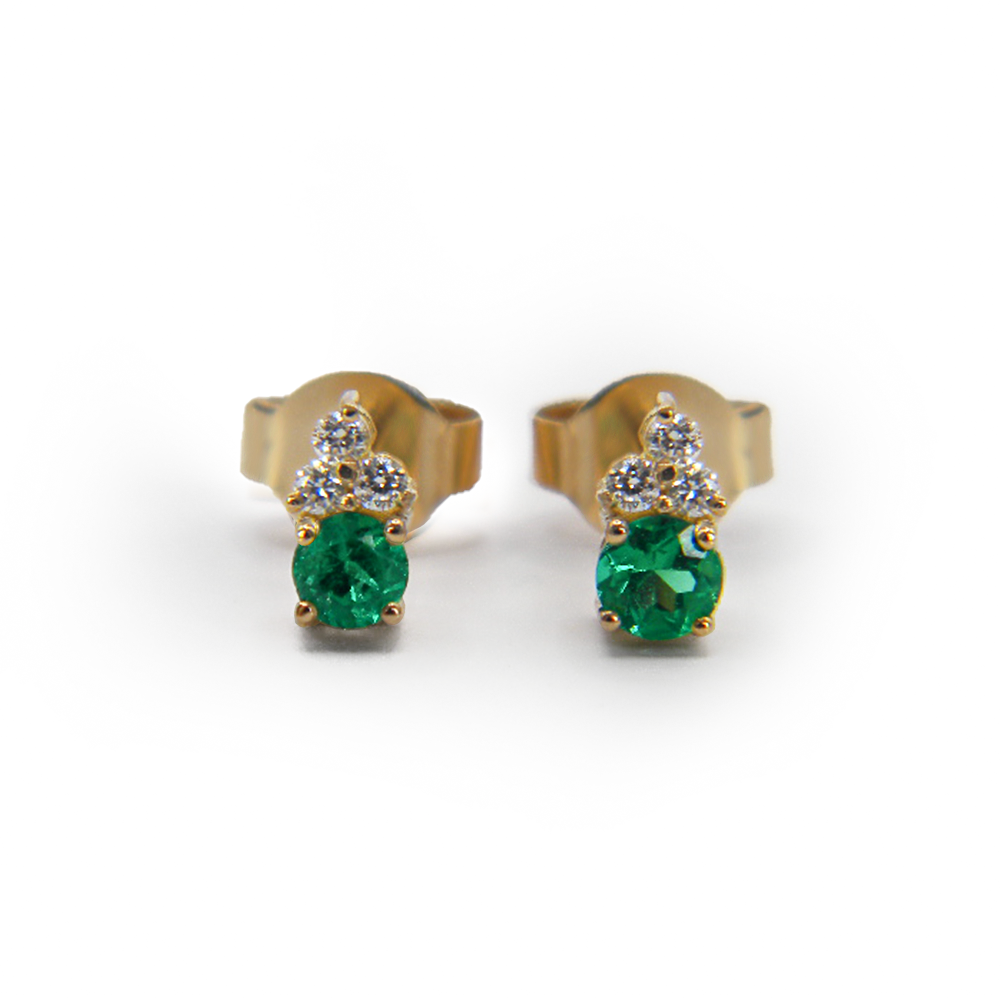 Emerald & Diamond Studs