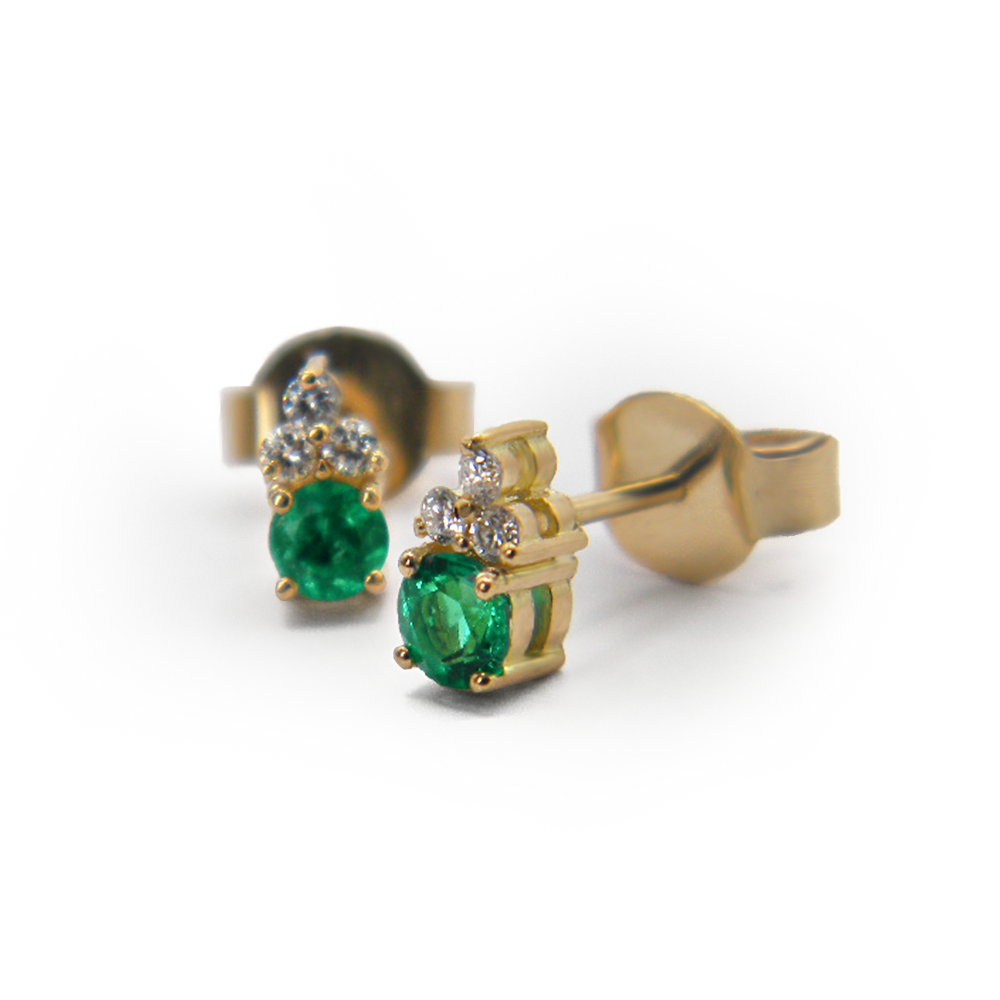 Emerald & Diamond Studs