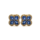 Floral Sapphire & Diamond Earrings in Yellow Gold