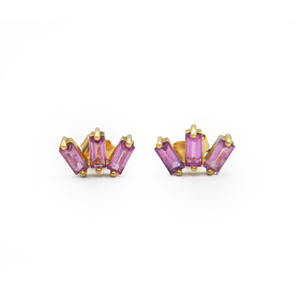 Pink Baguette Earrings