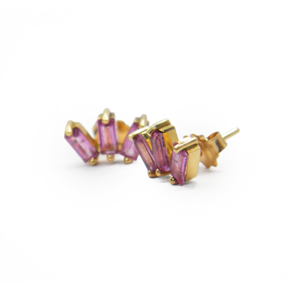 Pink Baguette Earrings